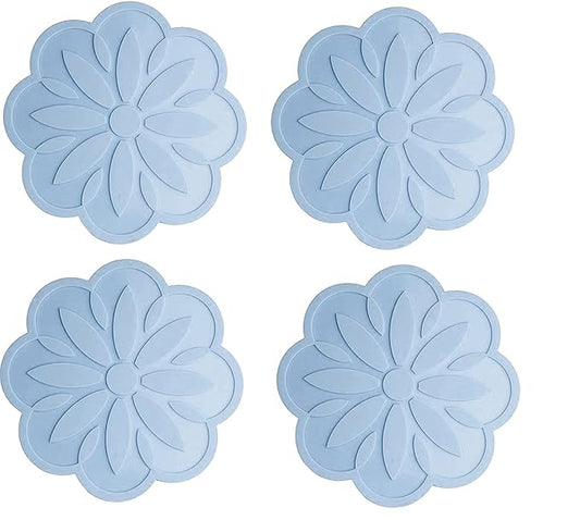 P-Plus International Big Round Silicone Trivets Mats for Hot Dishes and Hot Pads Blue (Pack of 4)