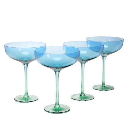 Anko Australia 400ml Dual Tone Champagne Coupe Set of 4 | Blue Green