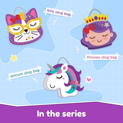 Bloomingo Art & Craft Kit | Princess Sling Bag | Fun Mess Free Arts & Craft Kit for Kids | Design Your Own Magical Diy Craft Bag