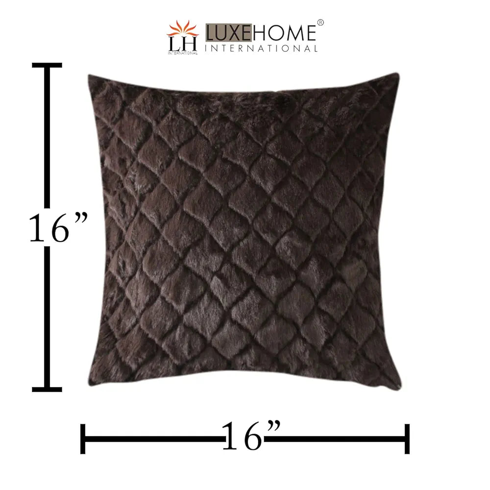 Luxe Home Cushion Cover Marino Fur Sold Design Ultra Soft for Home Decor Set of 2 Colour Cocoa
