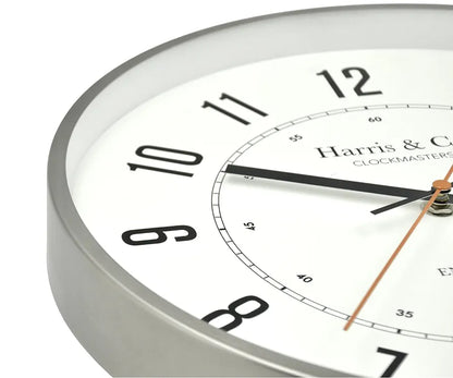 Harris & Co. Clockmasters Silent Sweep Noiseless Technology Wall Clock Grey