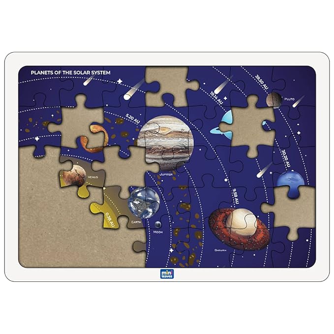 Mini Leaves 35 Piece Wooden Puzzle for Kids | Solar System Jigsaw Puzzle | Educational Toys for Kids 3+ Years
