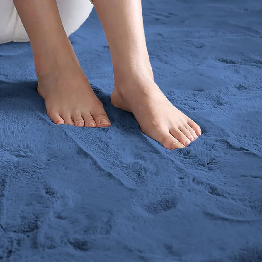 Luxe Home International Ruffle Bath Mat 40X60 Cm Colour Blue