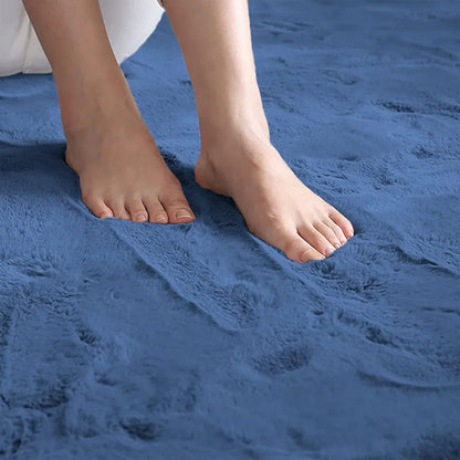 Luxe Home International Ruffle Floor Rug Rabbit Fur 1000 Gsm Living Room Foot Mats 4 X 6 Ft colour Blue