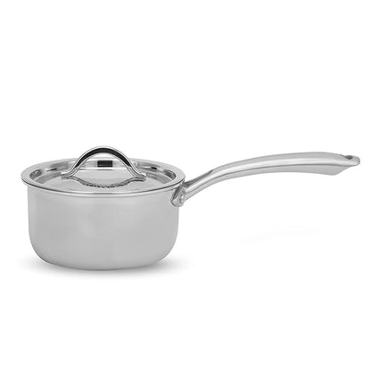 Fackelmann Triply Stainless Steel Sauce pan with Designer Lid 14 cm 1.10 litres Silver Color