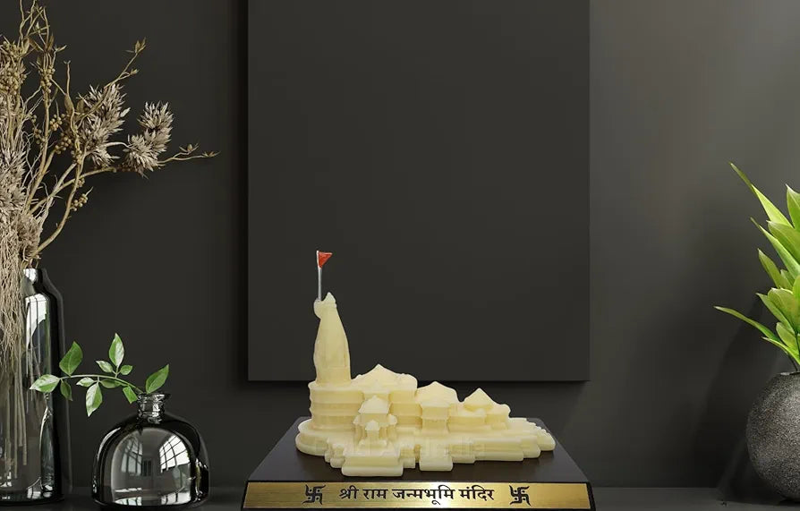 Gold Art India Ram Mandir Ayodhya Ivory Finish Minature 3.2