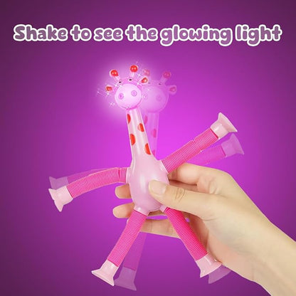 Wembley Set of Flexible Giraffes Telescopic Suction Toy for Kids