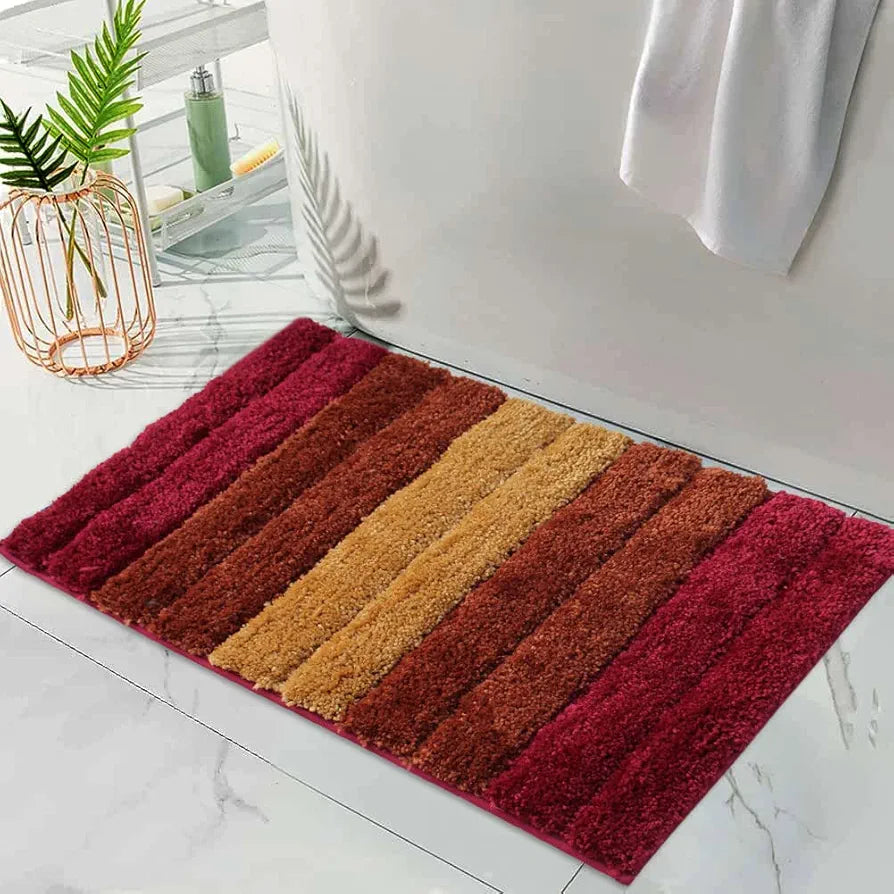 Luxe Home International Microfiber Rectangular Bath mat Soft Anti Slip Skid Luxury Mats 40X60 Cm Cherry (Pack of 2)