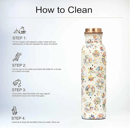 KC Pure Copper Designer Water Bottle | Leak Proof Protection | Ayurveda and Yoga Health Benefits 