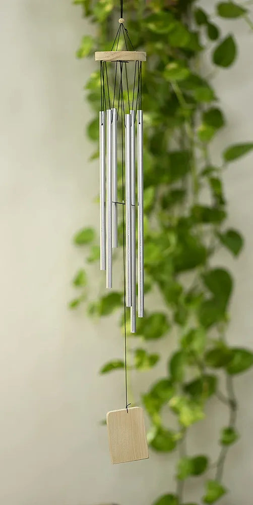 Tej Gifts Feng Shui Long Metal Wind Chime with 6 Silver Pipes