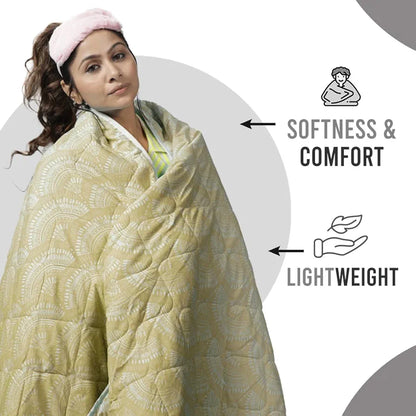 Divine Casa 120 GSM Microfiber Single Bed Comforter Soft & Lightweight Reversible AC Blanket Colour Wheat