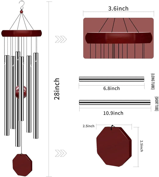 Memorial Wind Chimes Outdoor Large Deep Tone Personalized with 6 Tuned Tubes
