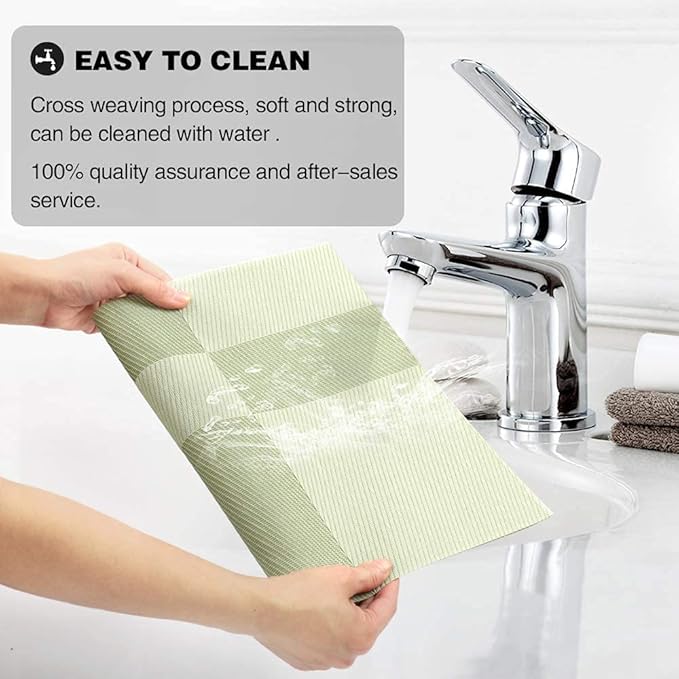Leeonz Placemats for Dining Table Set of 4 PVC Placemats Washable Color Code 12L Green