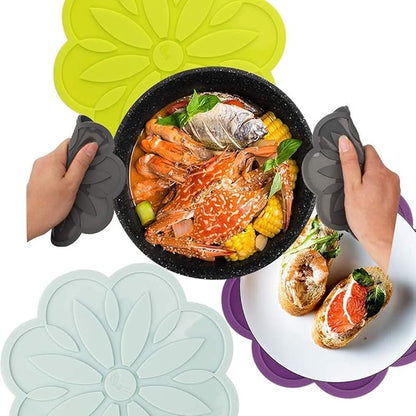 P-Plus International Set Silicone Pot Holders Mat Jar Opener Spoon Rest Kitchen (Pack of 4 Green)