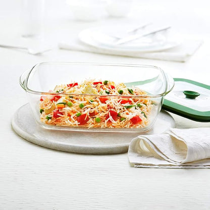 Borosil Glass Dish With Lid | 2600ml | Transparent