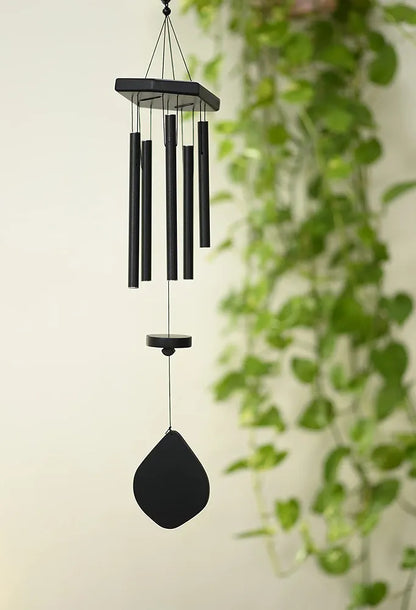 Tej Gifts Feng Shui Metal Wind Chime with 5 Black Pipes