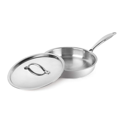 Cello Armour Induction Base Tri-ply Fry Pan With Stainless Steel Lid Flame Proof | Durable & Rust-resistant