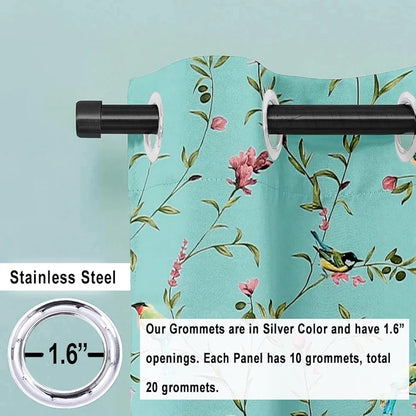 Cloth Fusion Blackout Printed Premium Door Curtains 7 Feet Long Set of 2 Blue Forest