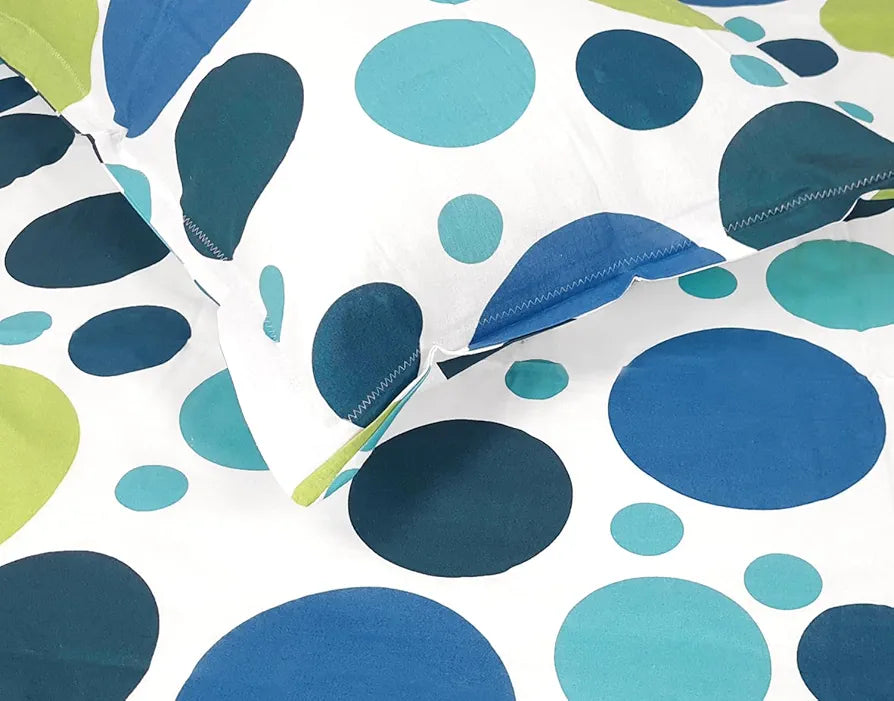 Divine Casa 144 TC 100% Cotton Double Bedsheet with 2 Pillow Covers Geometric Pattern Colour Blue Lagoon