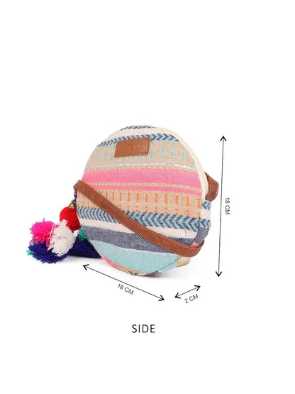 Astrid Handmade Macrame Flap Over Sling Bag For Girls And Women Colour peach