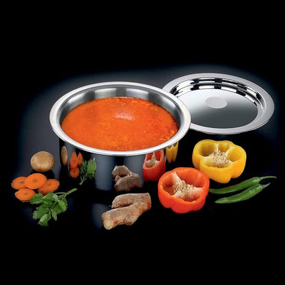 Avias Riara Triply Tope with Lid 24cm Stainless Steel Tope Induction Base 2.5mm Bhagona 5.5 Litre