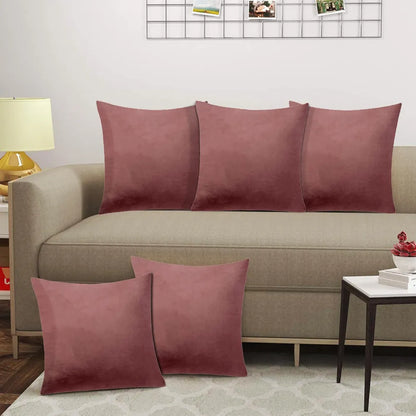 Cloth Fusion Velvet Sofa Cushion Cover Set of 5 Luxurious Cushion Cover Dusty Pink