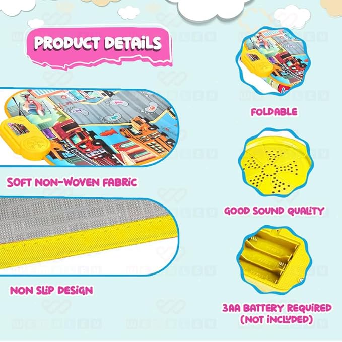 Wembley Transport Musical Mat for Kids Ages 3+ Baby Piano Play Mat