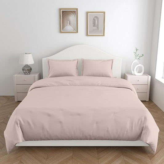 Haus & kinder Cotton Plain Solid Bedsheet for King Size 2 Pillow Covers | Colour Cameorose