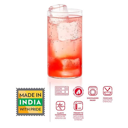 Borosil Vision Glass 350 Ml Set of 6 Piece Transparent Drinking Glass