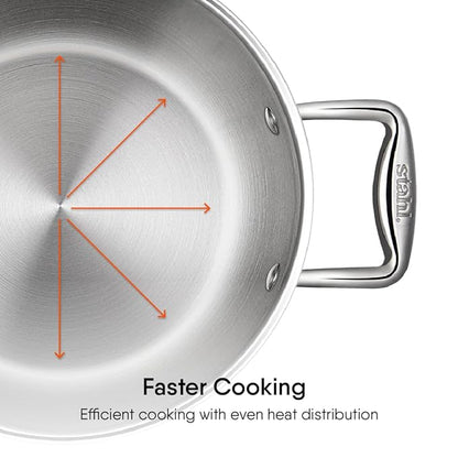 Stahl Artisan Triply Stainless Steel Sauce Pot/ Casserole With Lid | Induction Pot | Briyani Pot/ Handi | 7.2 Litres | 28 Cm