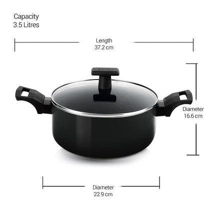 Milton Pro Cook Granito Induction Biryani Pot with Glass Lid, 22 cm, 3.5 litres - 1420 gms