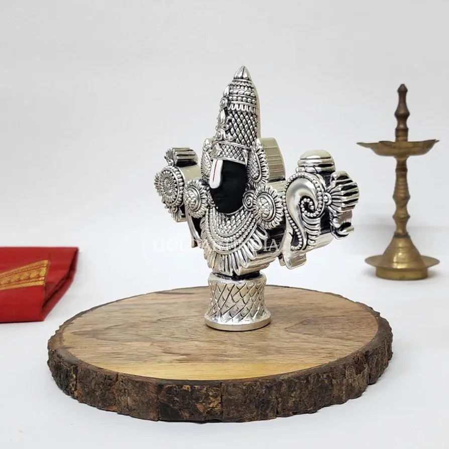 Gold Art India Lord Venkateswara Balaji Idol Silver-Plated Antique Matte Finish