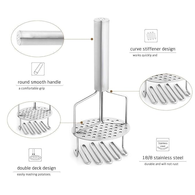 Libah Dual Layer Stainless Steel Potato Or Boiled Eggs Masher Crusher Squeezer