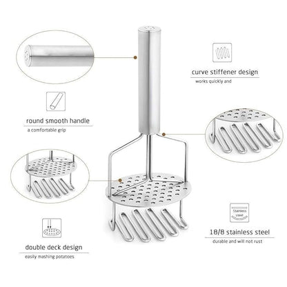 Libah Dual Layer Stainless Steel Potato Or Boiled Eggs Masher Crusher Squeezer