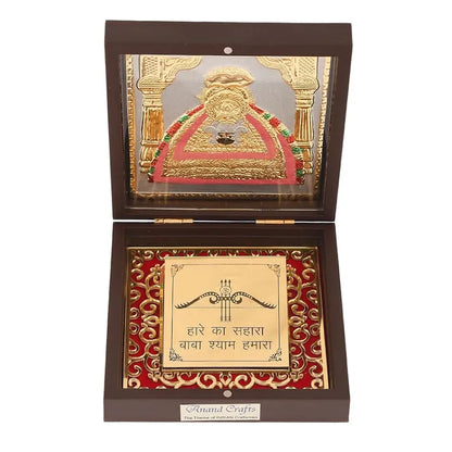 Jaipur Ace Shree Khatu Shyam Baba Gold Plated Charan Paduka Yantra With Wooden Box