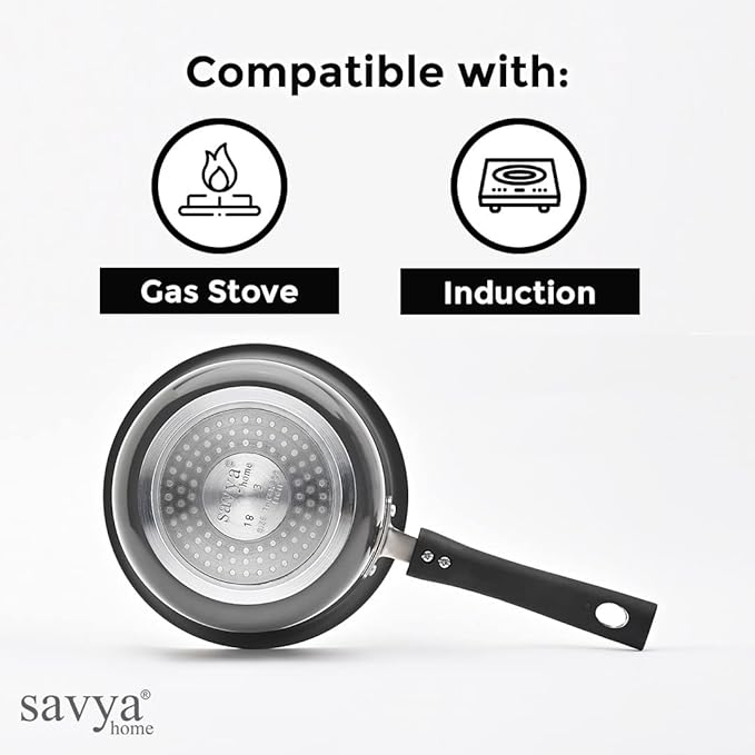 Savya Home Hard Anodized Aluminum Sauce Pan with Stainless Steel Lid Set 1.6 L