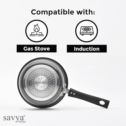 Savya Home Hard Anodized Aluminum Sauce Pan with Stainless Steel Lid Set 1.6 L