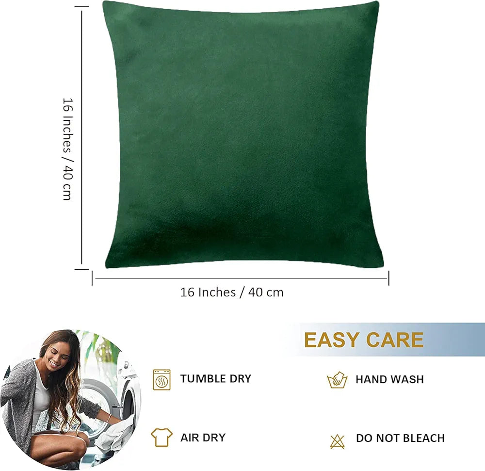 Cloth Fusion Velvet Sofa Cushion Cover Set of 5 Luxurious Cushion Cover Green