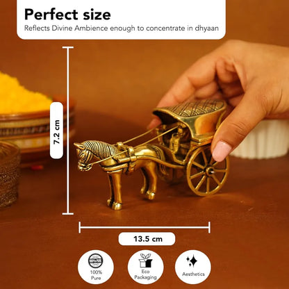Ekhasa Pure Brass Horse Cart for Home Decor Tanga Showpiece Brass Antique