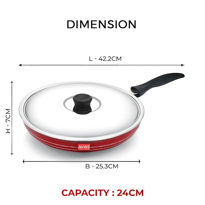 Avias Indiana Fry Pan 24cm Nonstick Aluminium Pan Gas Stove Compatible