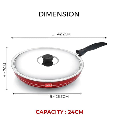 Avias Indiana Fry Pan 24cm Nonstick Aluminium Pan Gas Stove Compatible