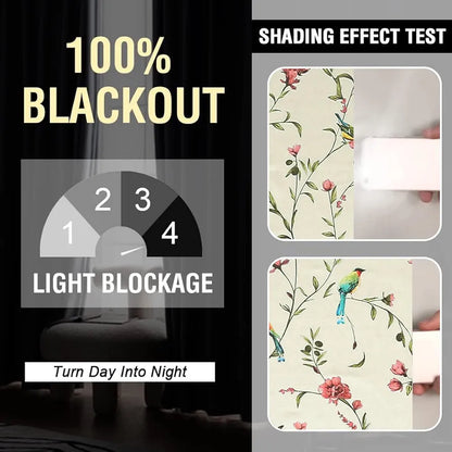 Cloth Fusion Blackout Printed Premium Window Curtains 5 Feet Long Set of 2 White Forest
