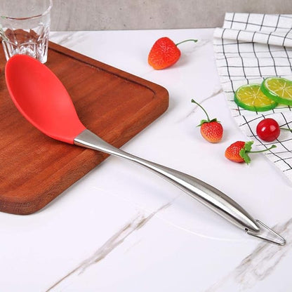 P-Plus International Silicone Spatula Versatile Tools Baking and Mixing Steel Stolled Red
