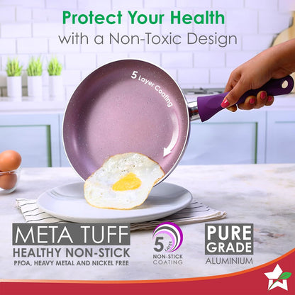 Wonderchef Royal Velvet Non-stick 24cm Fry pan I Induction Ready | Soft-touch handles |Non – Toxic I Virgin Aluminium