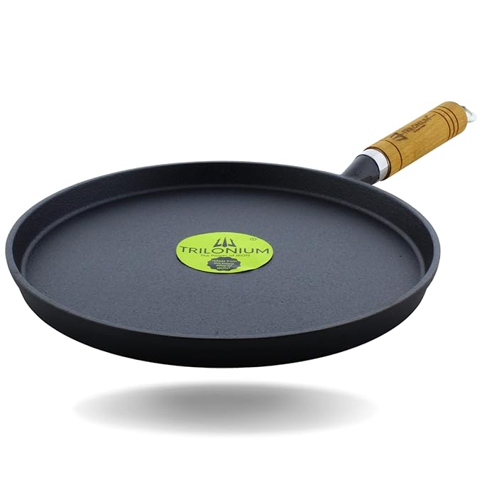 Trilonium Unicorn Wht10 Pre-Seasoned Cast Iron Tawa 26 Cms Weighs 1.5 Kgs Black
