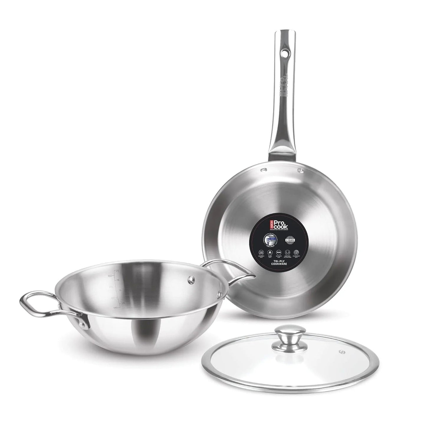 Milton ProCook Stainless Steel Sandwich Bottom 4 Pcs Induction Kitchen Set