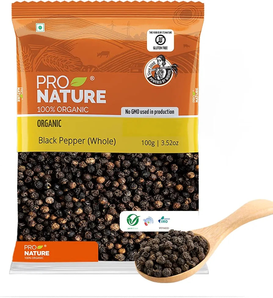 Pro Nature 100% Organic Black Pepper , 100 gram