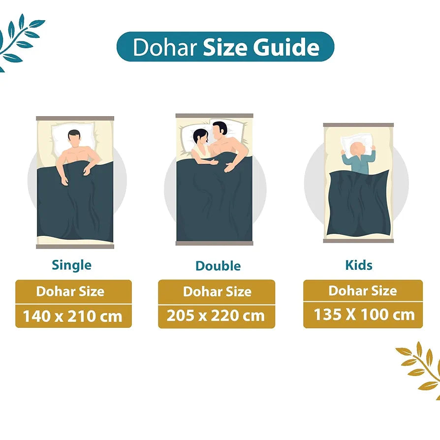 Divine Casa Floret 100% Cotton Double Dohar 120 GSM Soft & Lightweight Throw BlanketColour Woody Petals