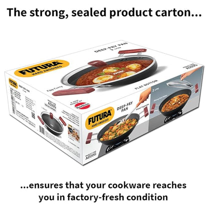 Hawkins Futura 2 Litre Deep Fry Pan Hard Anodised Kadai with Glass Lid
