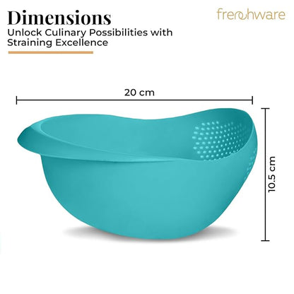 Frenchware 1 Unit Plastic Colander Bowl | Premium-grade Plastic | 100% Food Safe | Dishwasher Safe | Blue Colour